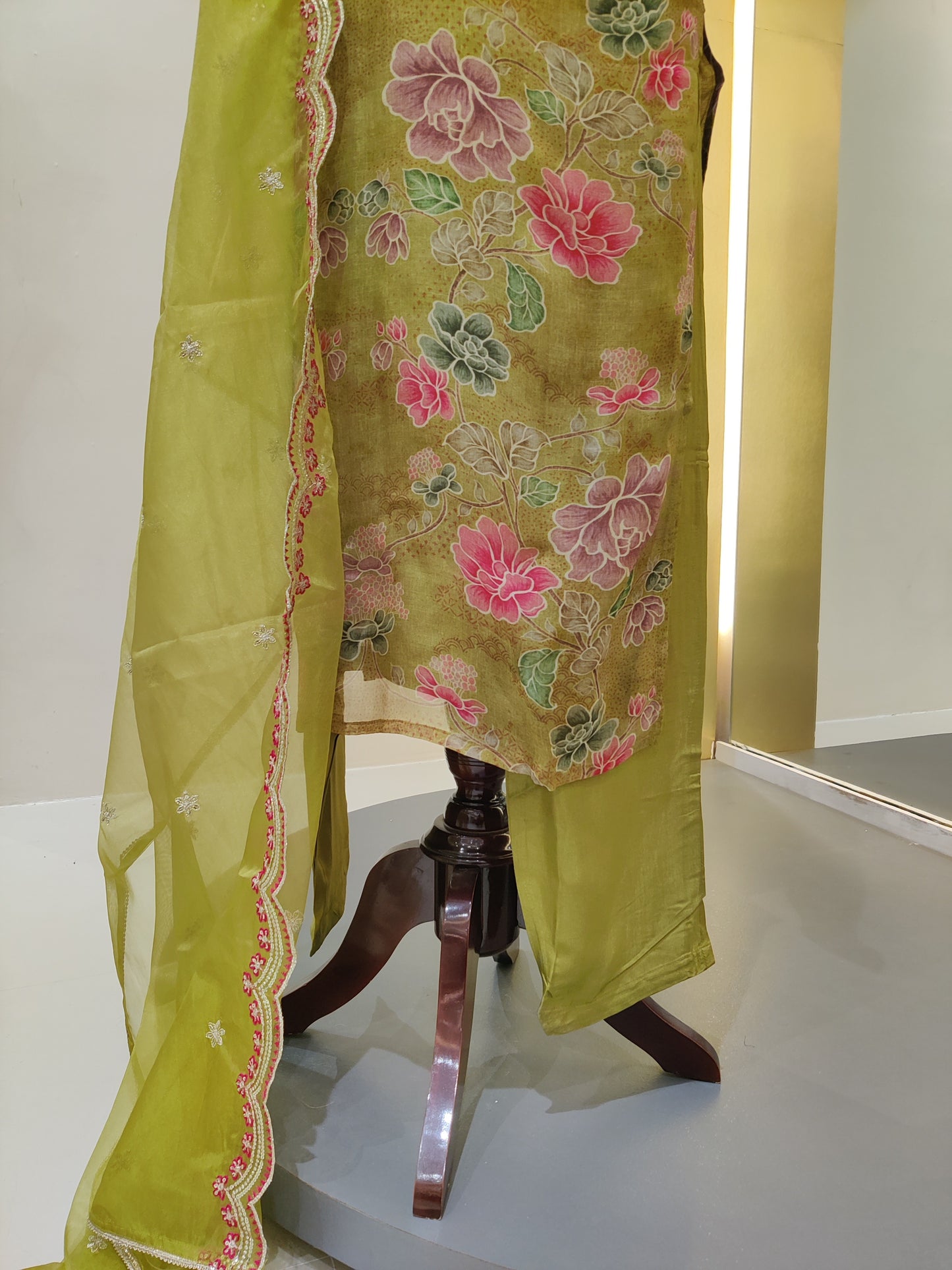 Flower printed organza suit