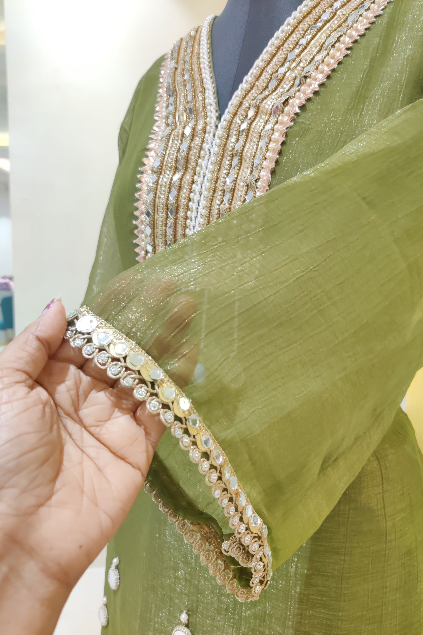 Salsa cords set -mehendi green