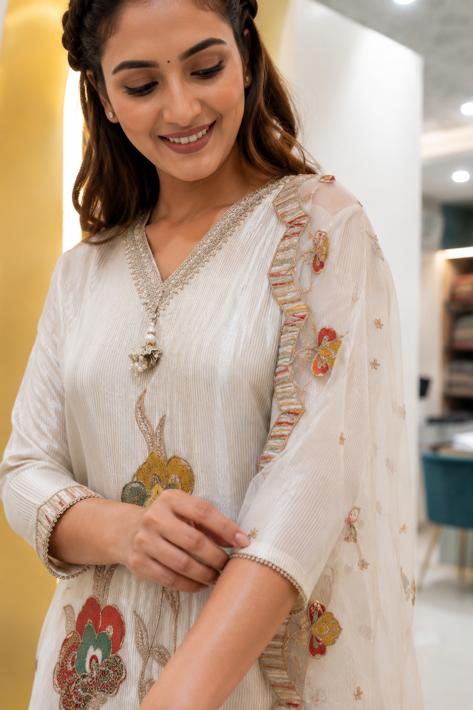 Zari Tissue Kurta Set